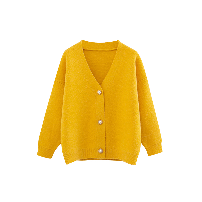 Fashion Yellow Knit Cardigan,Sweater