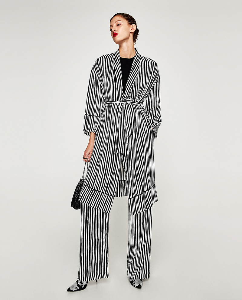 Fashion Stripe Striped Coat,Coat-Jacket