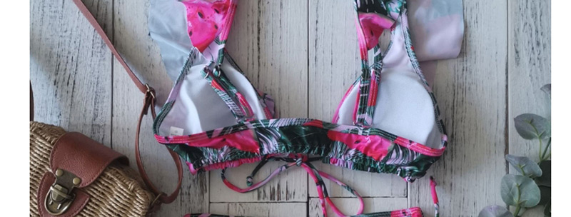 Fashion Pink Printed Ruffled Bikini,Bikini Sets