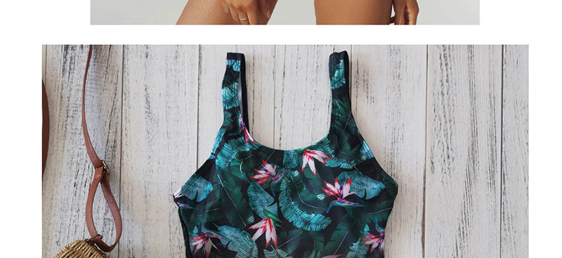 Fashion Gradient Flamingo Floral Printed Gradient Backless One-piece Swimsuit,One Pieces