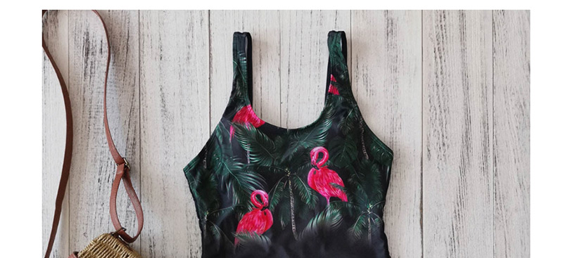 Fashion Gradient Water Lily Flower Printed Gradient Backless One-piece Swimsuit,One Pieces