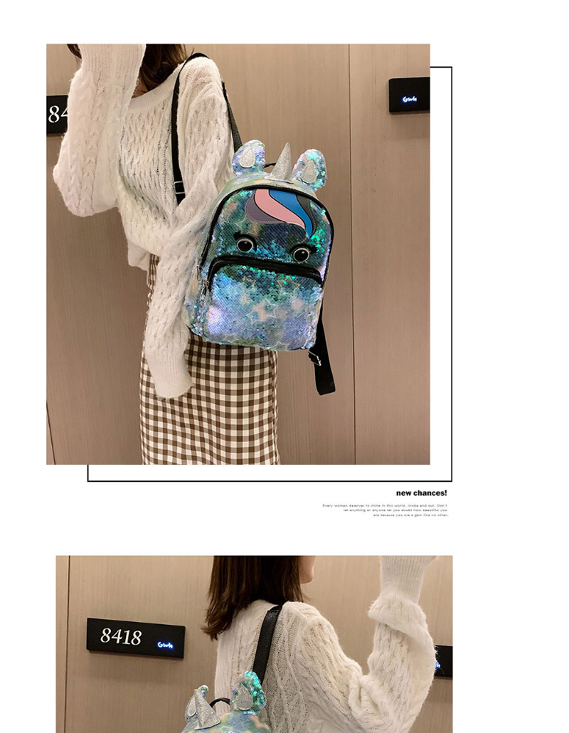 Fashion Rainbow Unicorn Sequins Parent-child Backpack,Backpack