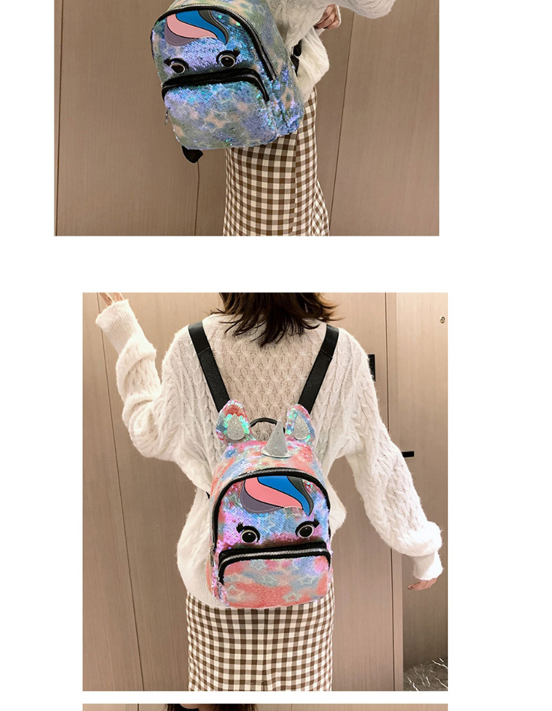 Fashion Blue Star Unicorn Sequins Parent-child Backpack,Backpack
