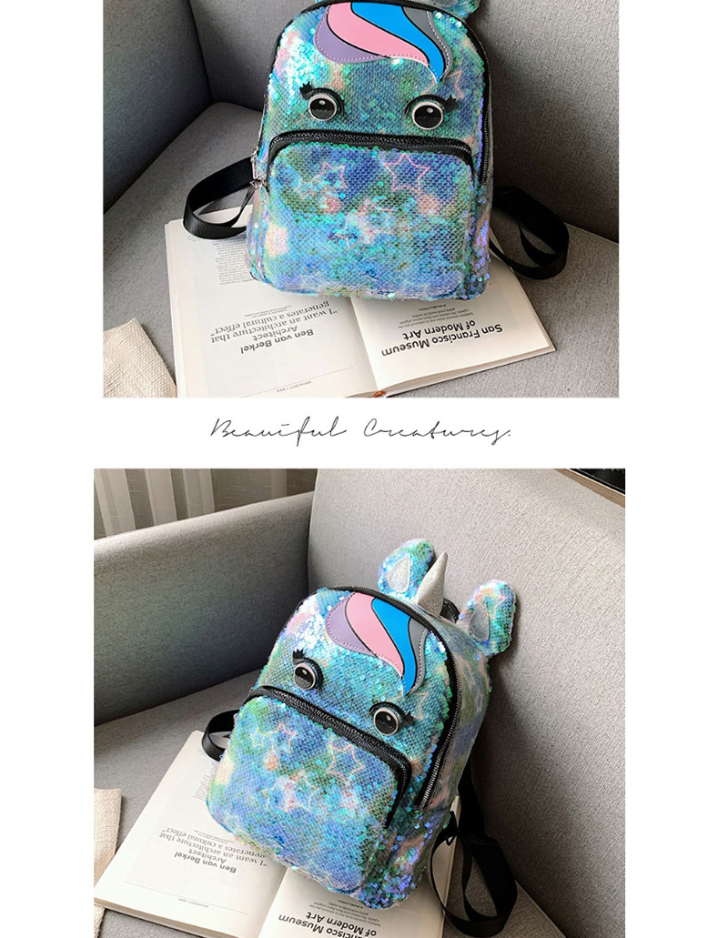 Fashion Blue Star Unicorn Sequins Parent-child Backpack,Backpack