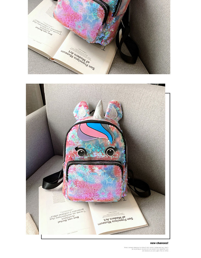 Fashion Pink Star Unicorn Sequins Parent-child Backpack,Backpack