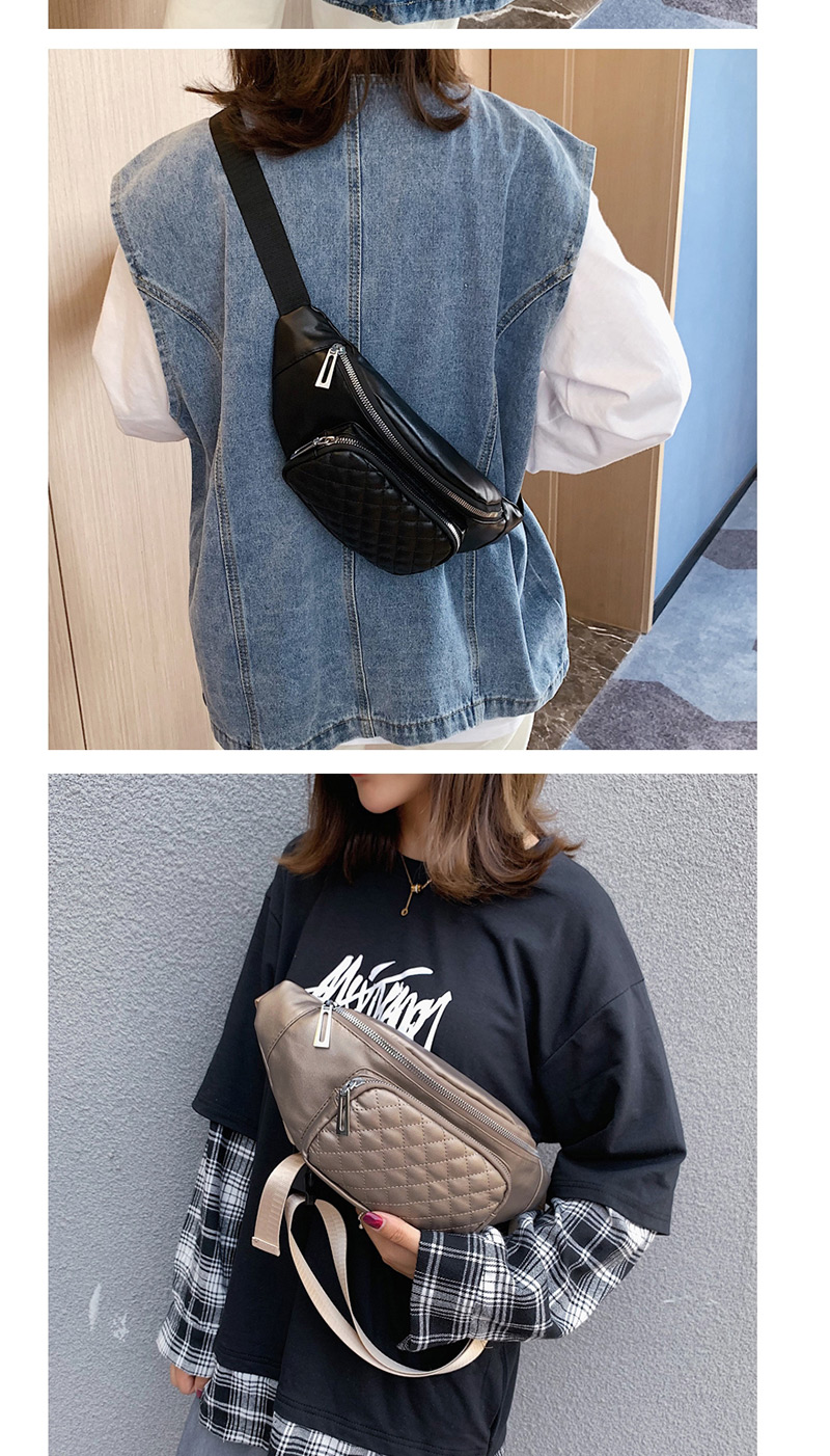 Fashion Black Lingge Diagonal Chest Bag,Shoulder bags
