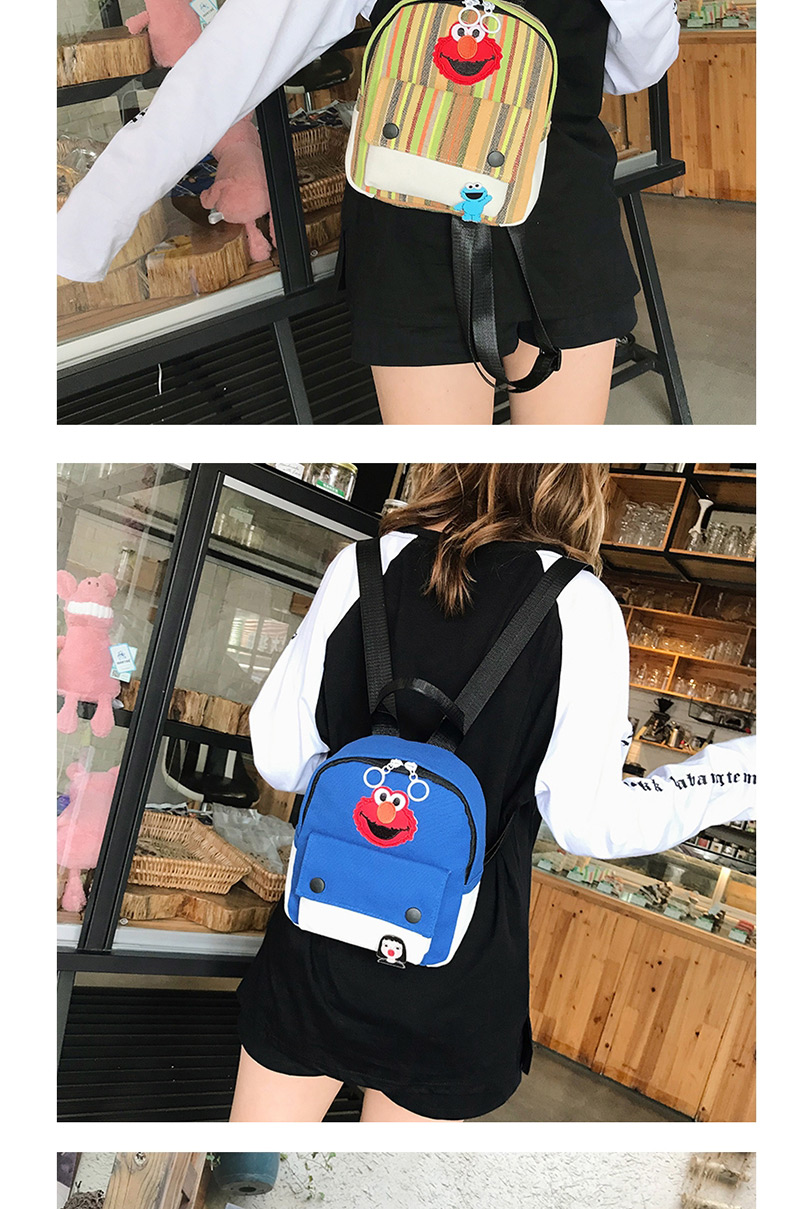 Fashion Color Canvas Cartoon Label Backpack,Backpack