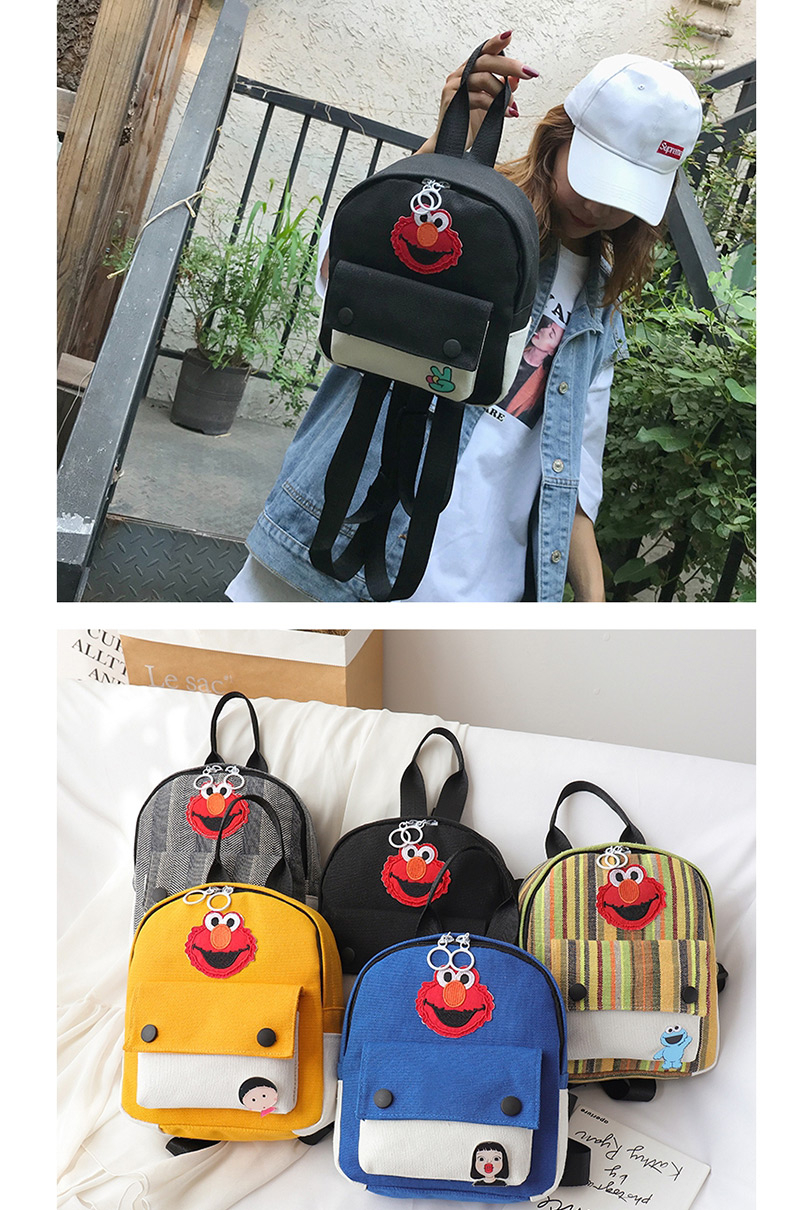 Fashion Gray Canvas Cartoon Label Backpack,Backpack