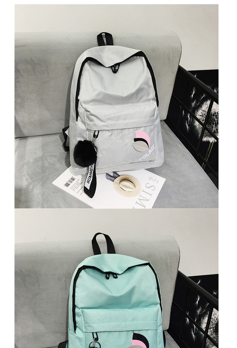 Fashion Light Grey Canvas Leaf Letter Backpack,Backpack