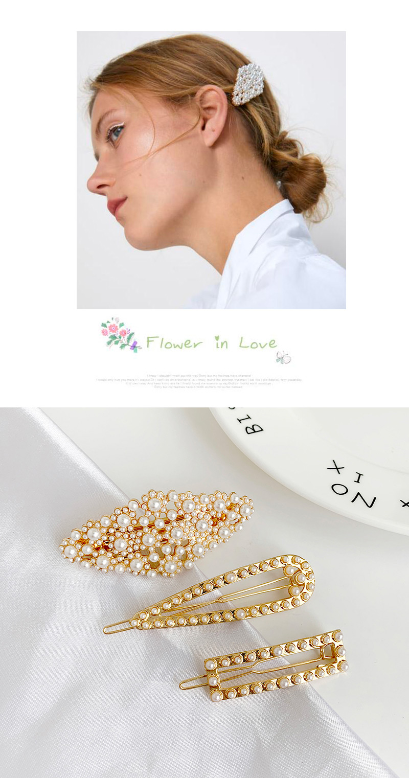 Fashion Gold Alloy Pearl Hair Clip Three-piece,Hairpins