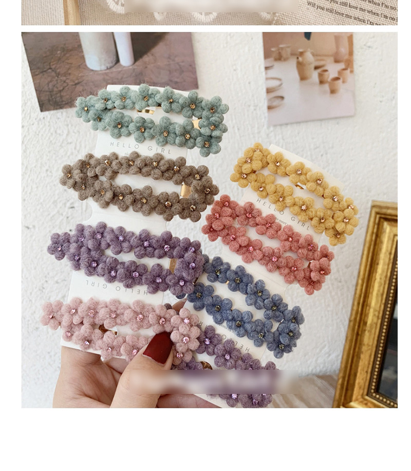 Fashion Square-gray Velvet Flower Hair Clips (single Price),Hairpins