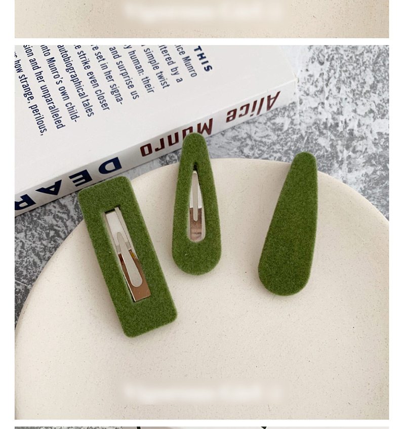Fashion Solid Water Droplets - Avocado Green Velvet Hair Clips (single Price),Hairpins