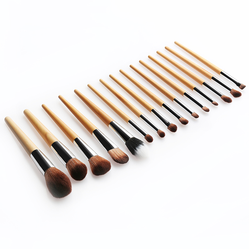 Fashion Wood Color 15 Sticks Wood Grain Makeup Brush,Beauty tools