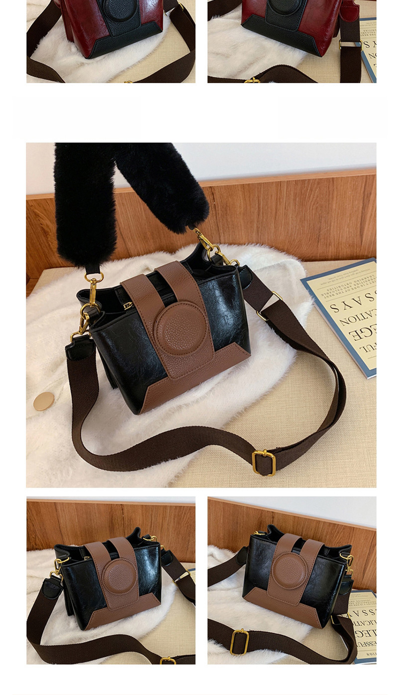 Fashion Black Contrast Stitching Hand Slung Shoulder Bag,Handbags