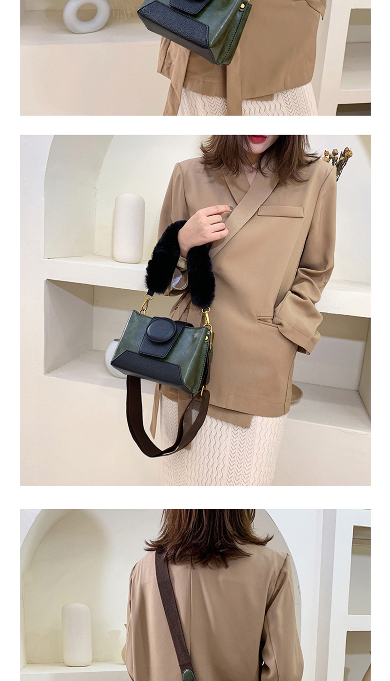 Fashion Brown Contrast Stitching Hand Slung Shoulder Bag,Handbags
