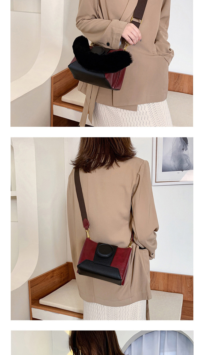 Fashion Black Contrast Stitching Hand Slung Shoulder Bag,Handbags