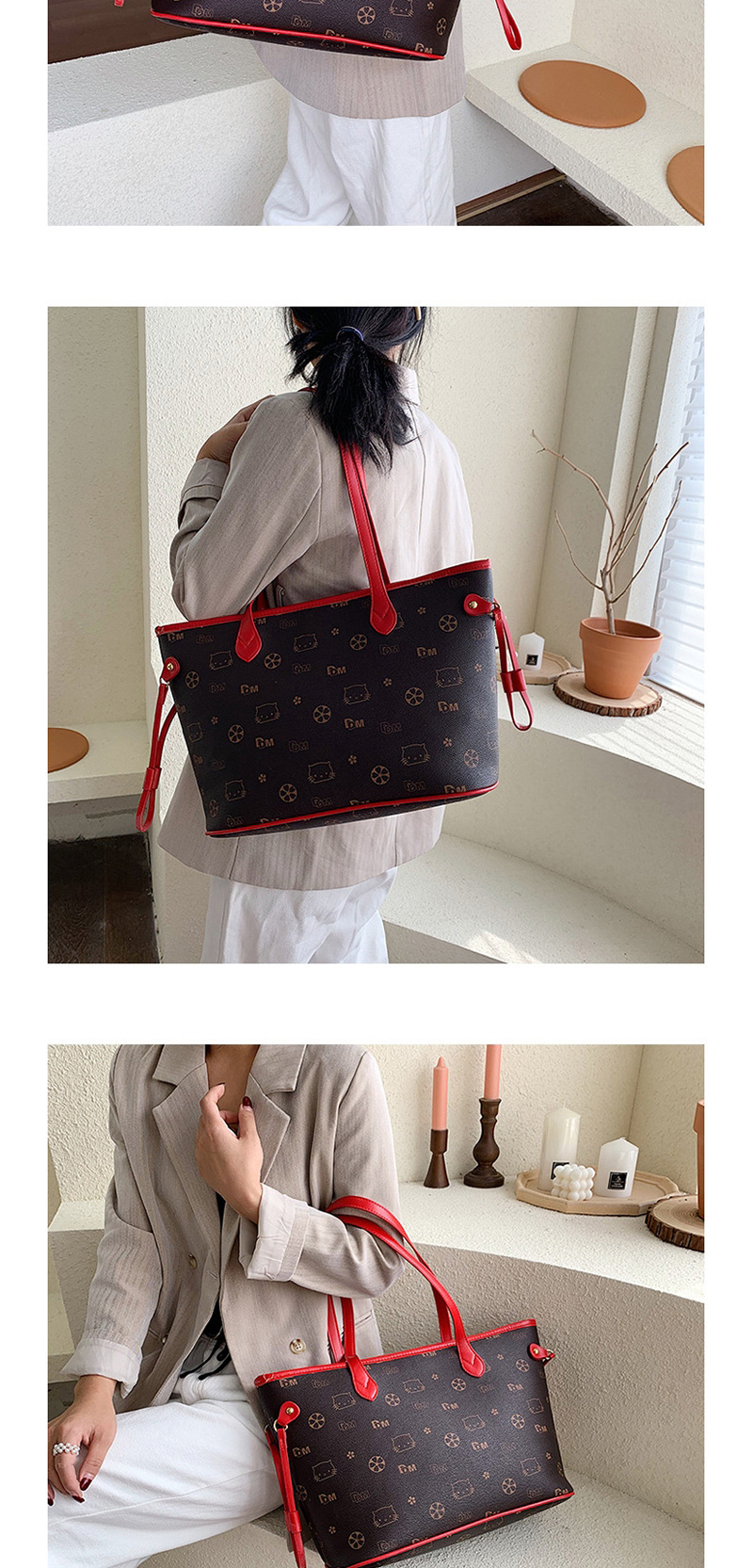 Fashion Red Cartoon Printed Shoulder Bag,Handbags