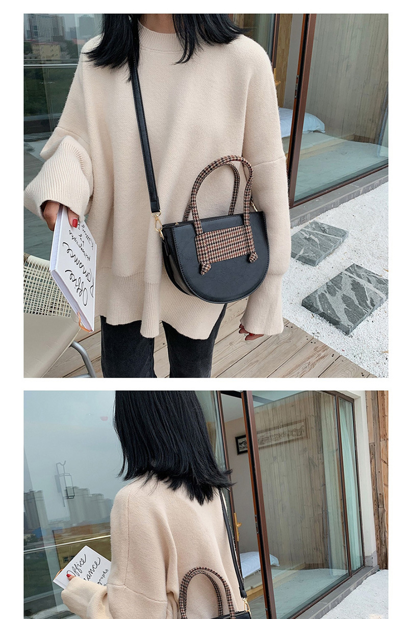 Fashion Black Plaid Contrast Color Hand Shoulder Shoulder Diagonal Package,Handbags