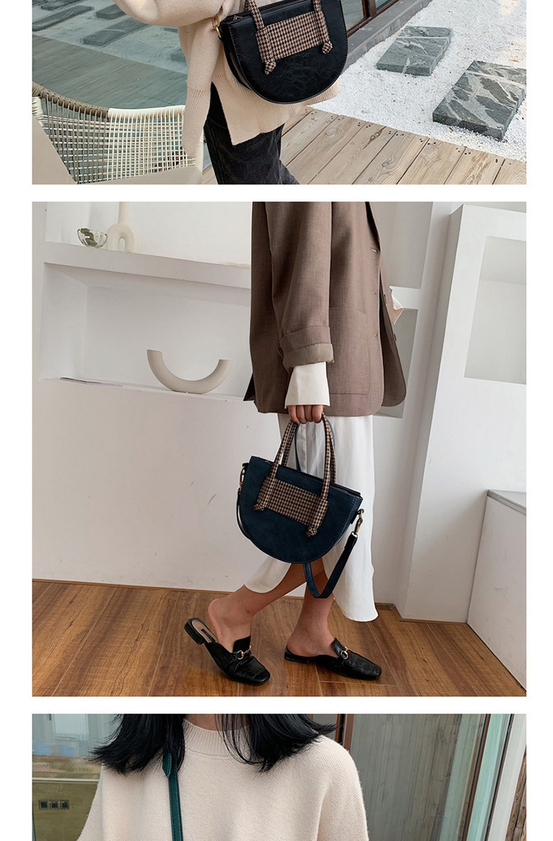 Fashion Blue Plaid Contrast Color Hand Shoulder Shoulder Diagonal Package,Handbags