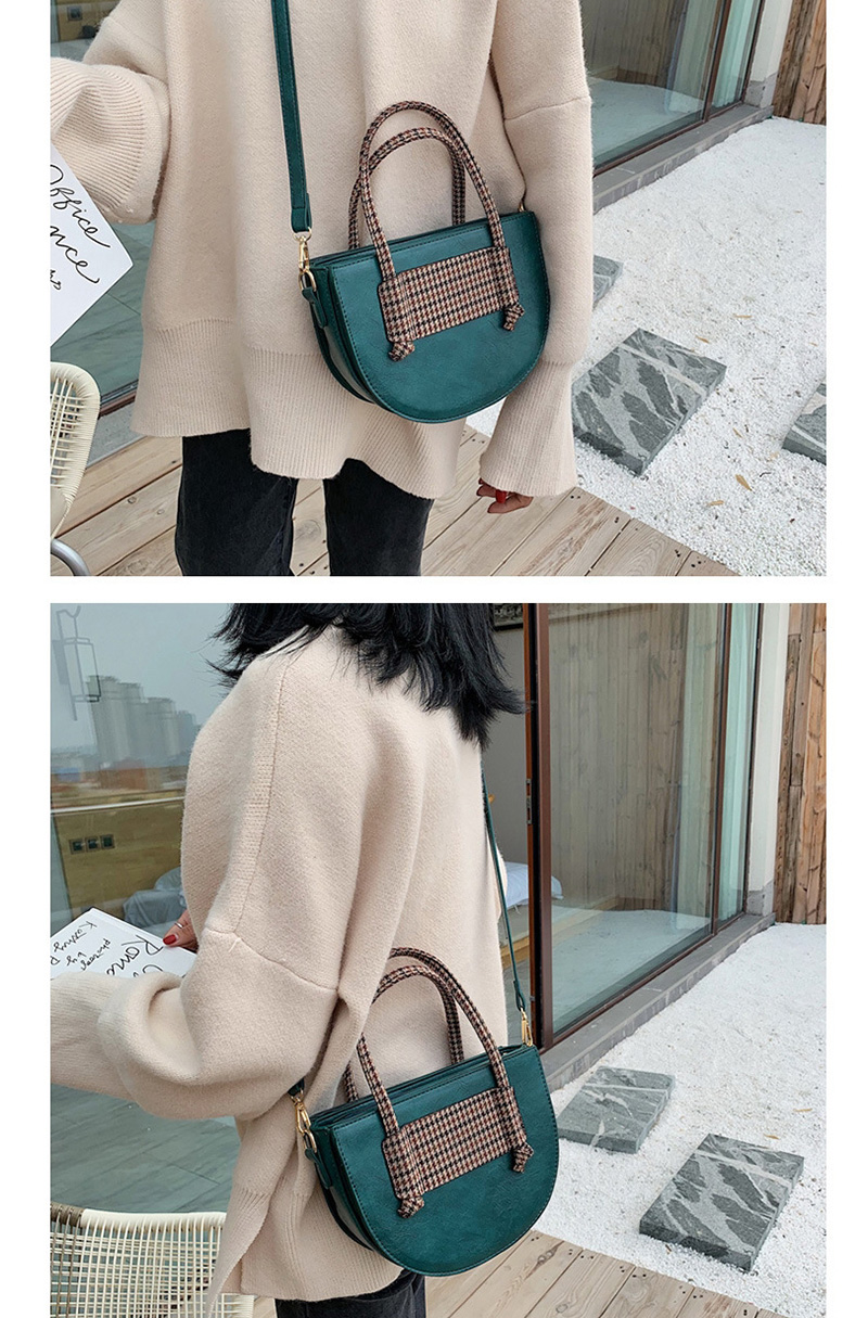 Fashion Green Plaid Contrast Color Hand Shoulder Shoulder Diagonal Package,Handbags
