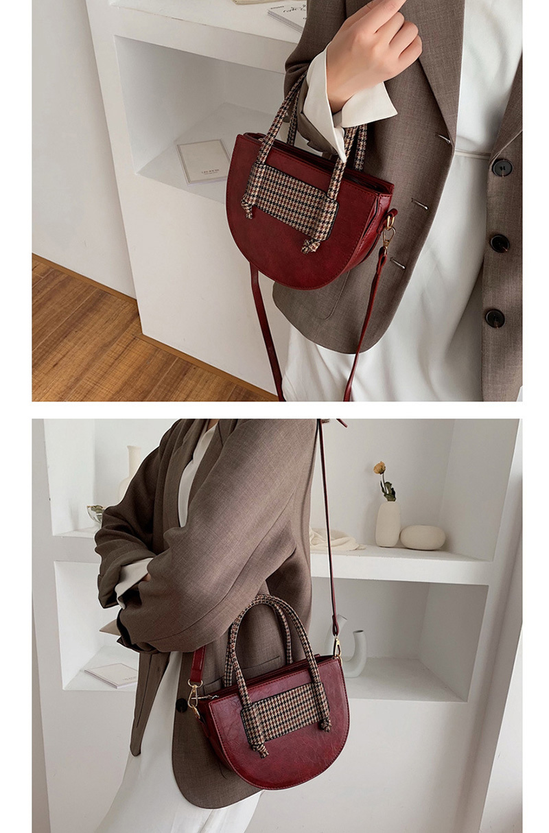 Fashion Red Plaid Contrast Color Hand Shoulder Shoulder Diagonal Package,Handbags
