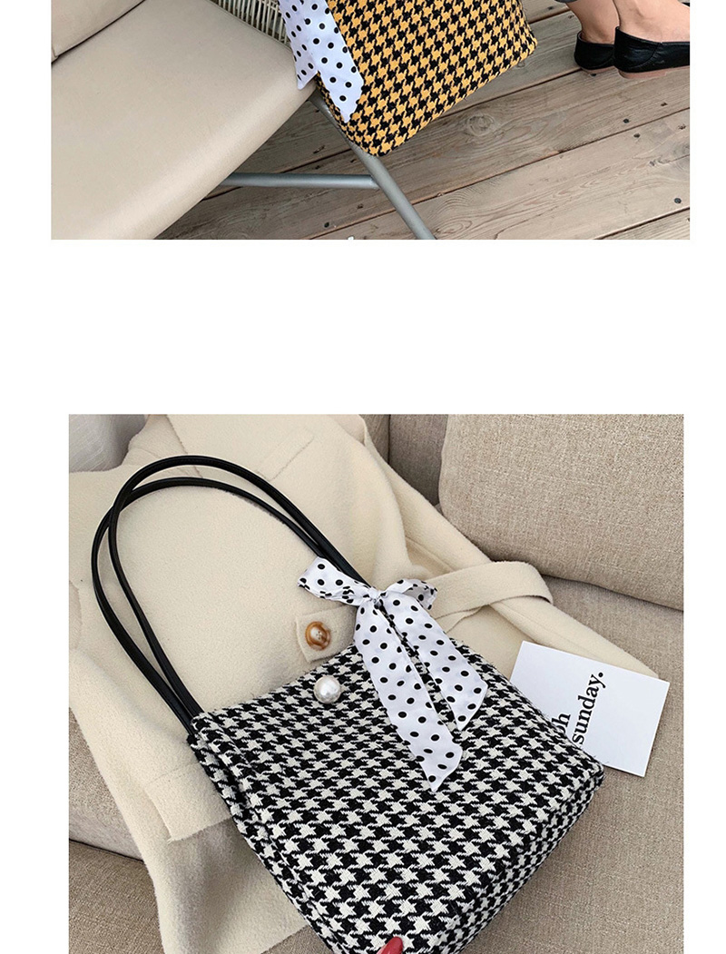 Fashion Yellow Wooly Houndstooth Scarf Shoulder Bag,Messenger bags