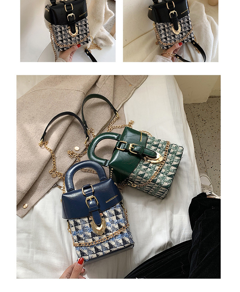 Fashion Blue Chain Plaid Stitching Shoulder Bag Shoulder Bag,Handbags