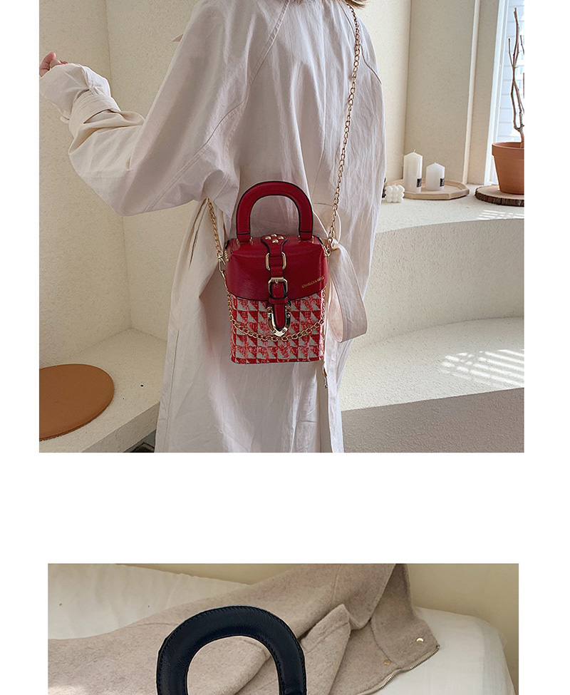 Fashion Red Chain Plaid Stitching Shoulder Bag Shoulder Bag,Handbags