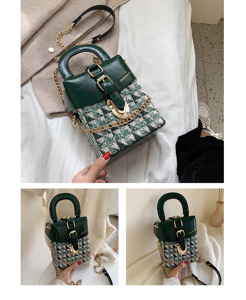 Fashion Green Chain Plaid Stitching Shoulder Bag Shoulder Bag,Handbags