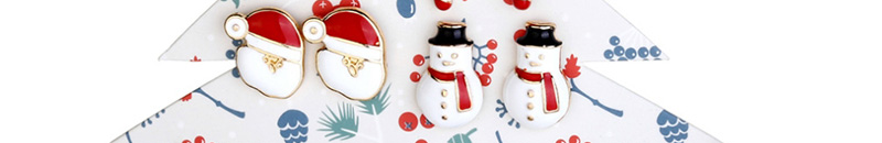 Fashion Color Santa Claus Snowman Bow Deer Stud Earrings 6 Pairs Set,Stud Earrings