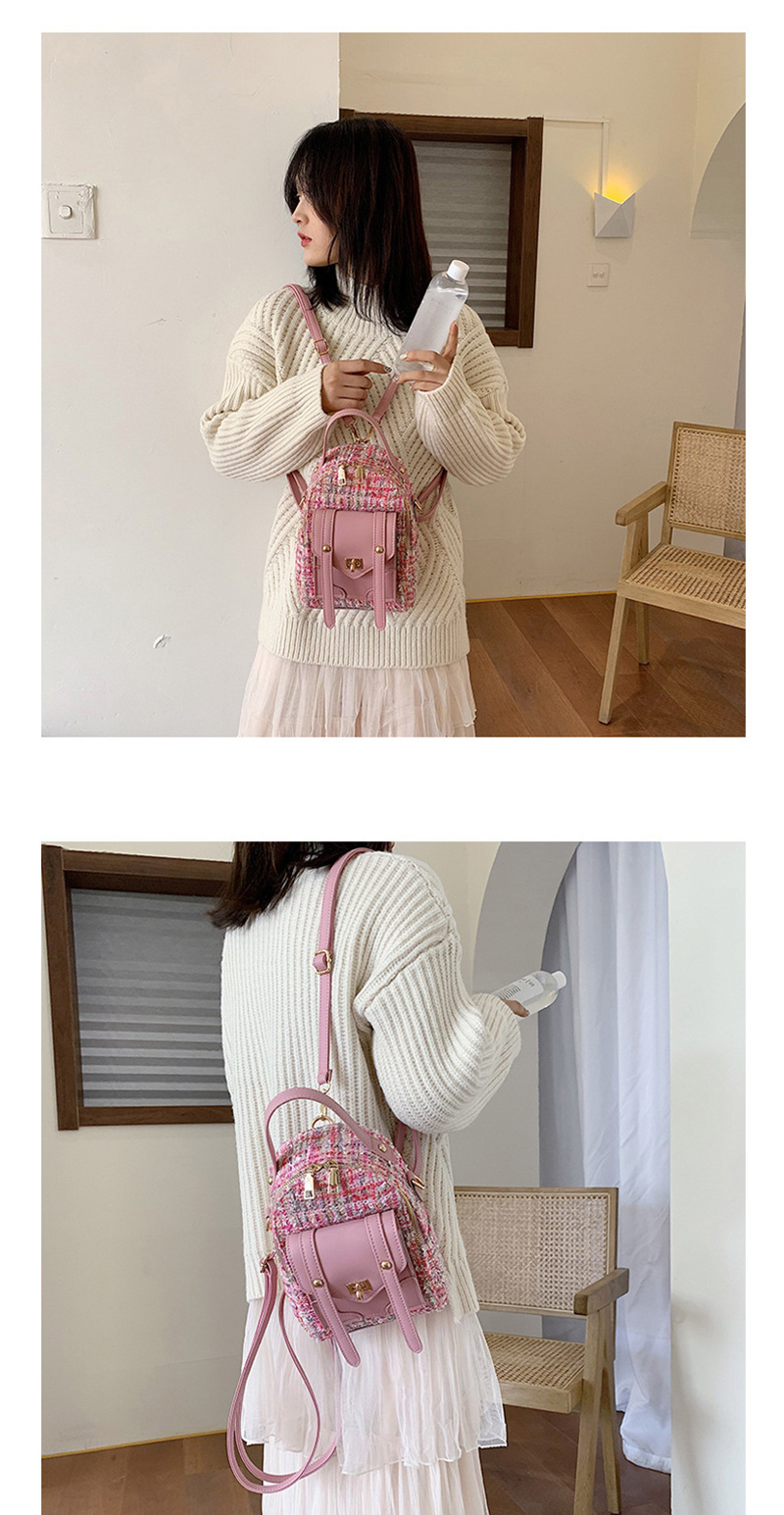 Fashion Pink Woolen Stitching Backpack,Backpack