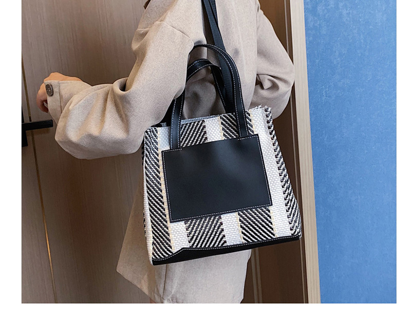 Fashion Black Contrast Stripes Striped Shoulder Bag,Messenger bags