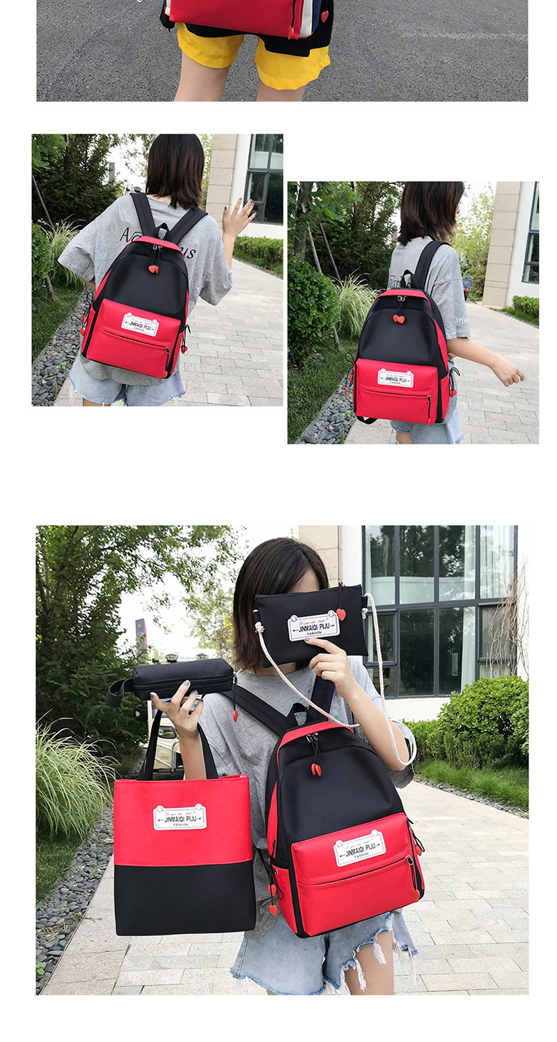 Fashion Red Contrast Stitching Backpack,Backpack