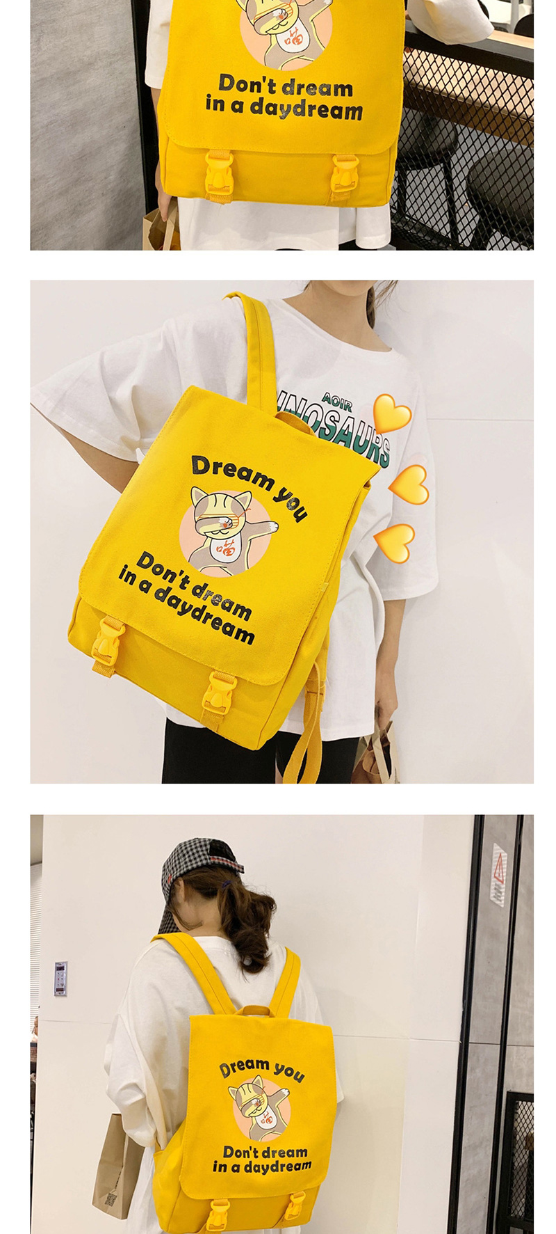 Fashion White Cartoon Printed Letter Backpack,Backpack