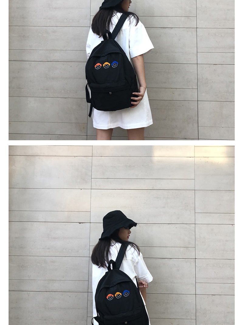 Fashion Black Cartoon Baby Face Embroidered Nylon Backpack,Backpack
