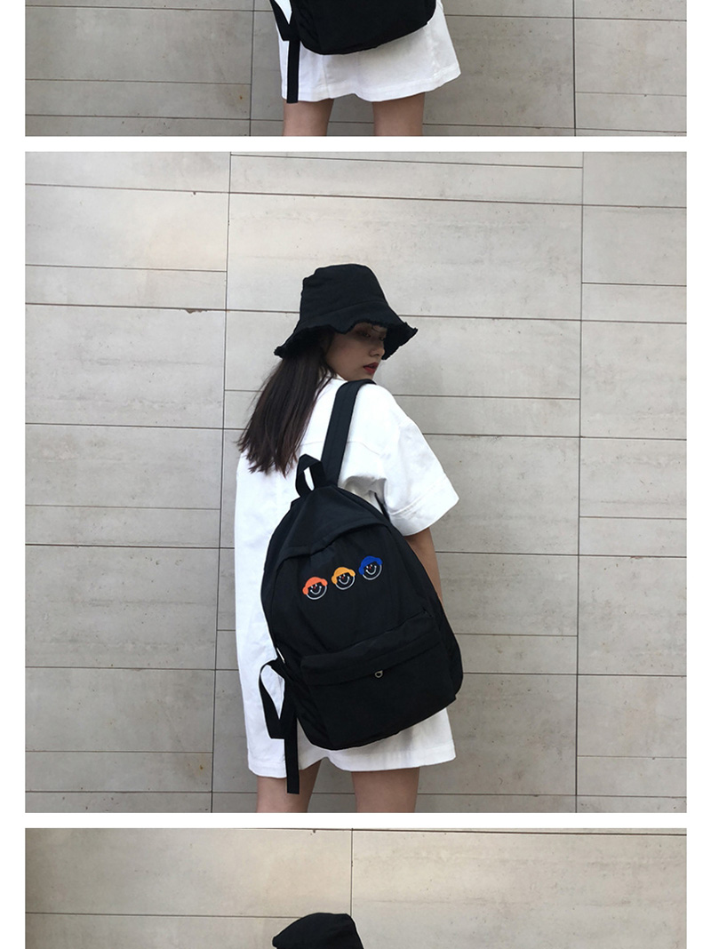 Fashion Black Cartoon Baby Face Embroidered Nylon Backpack,Backpack