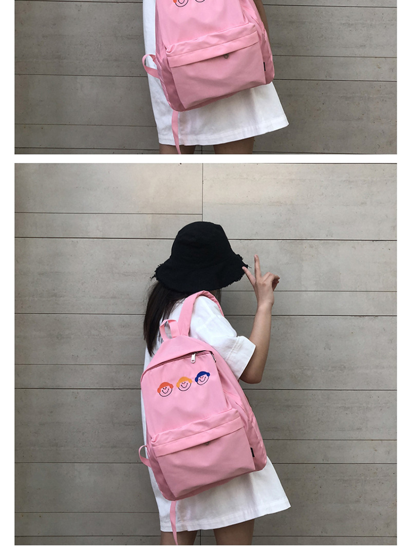 Fashion Pink Cartoon Baby Face Embroidered Nylon Backpack,Backpack