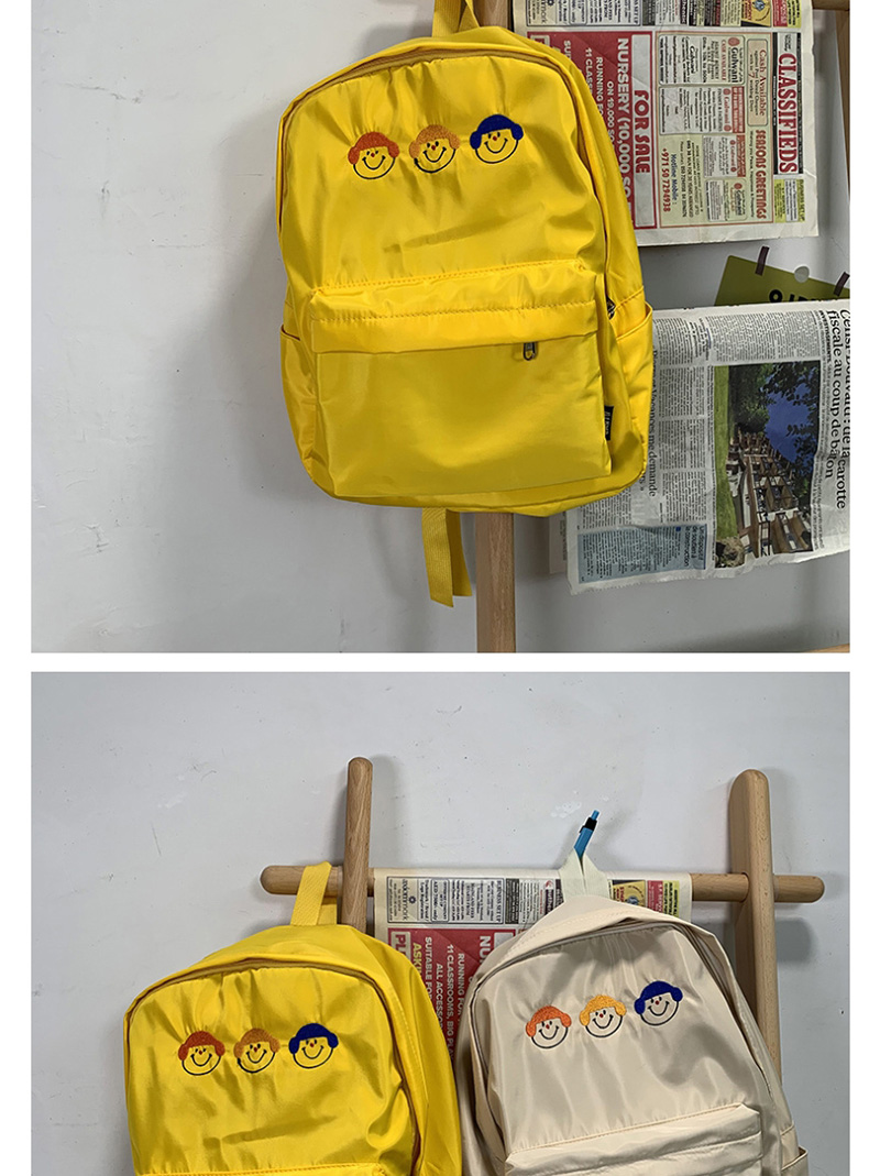 Fashion Khaki Cartoon Baby Face Embroidered Nylon Backpack,Backpack