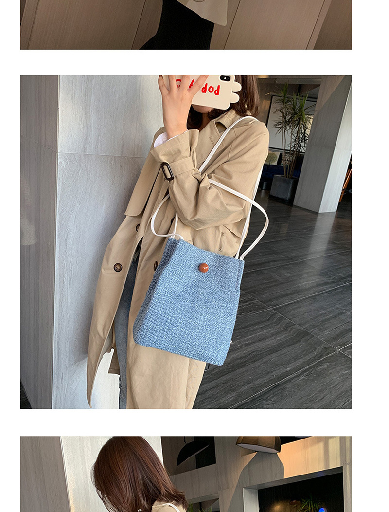 Fashion Blue Round Rhombic Embroidery Line Shoulder Bag,Messenger bags