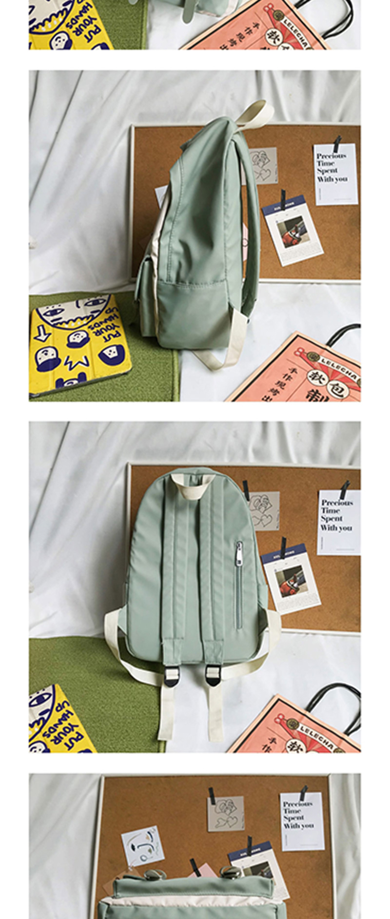 Fashion Yellow Contrast Stitching Labeling Backpack,Backpack