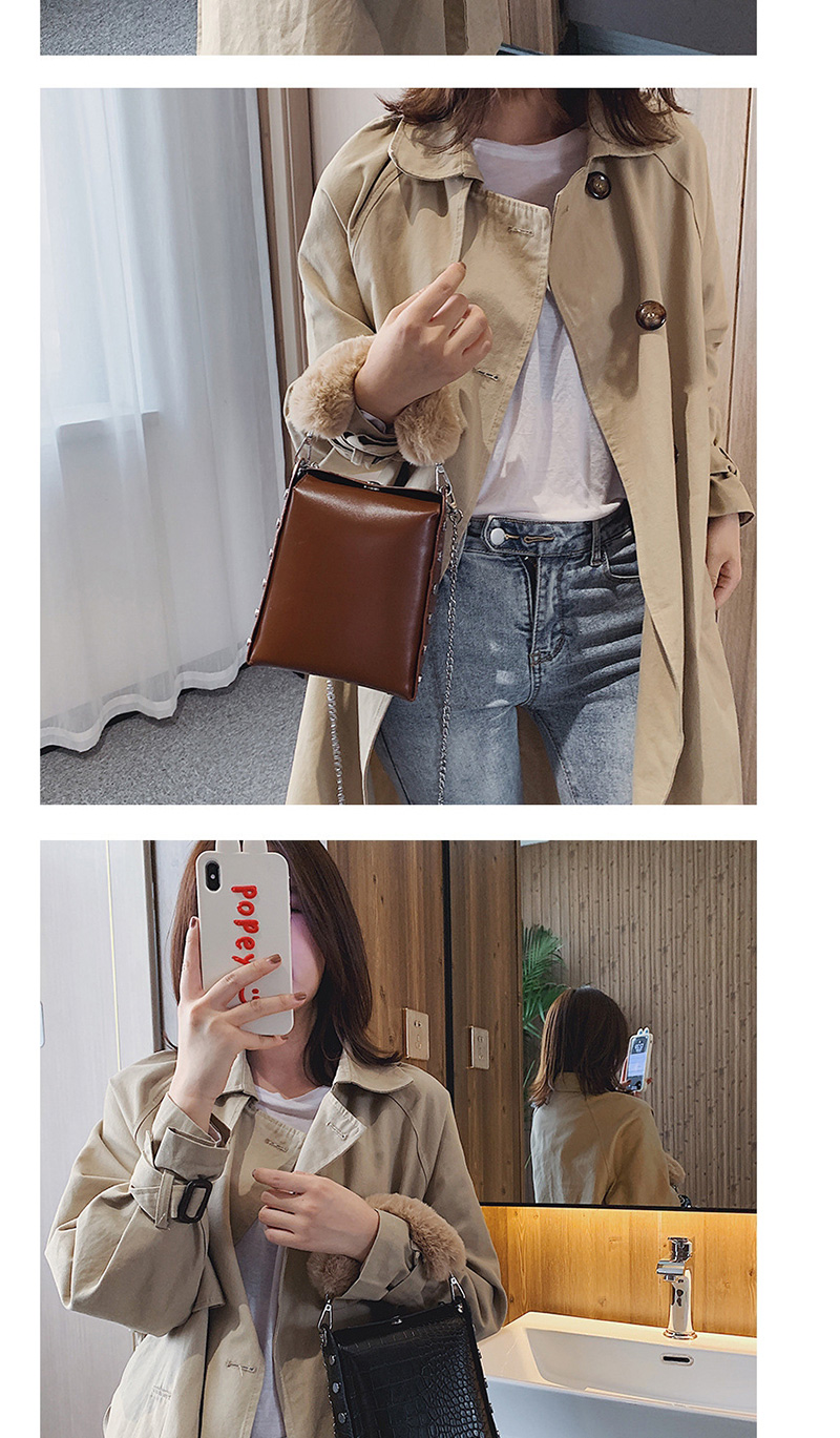 Fashion Stone Pattern Chain Plush Crossbody Shoulder Bag,Handbags