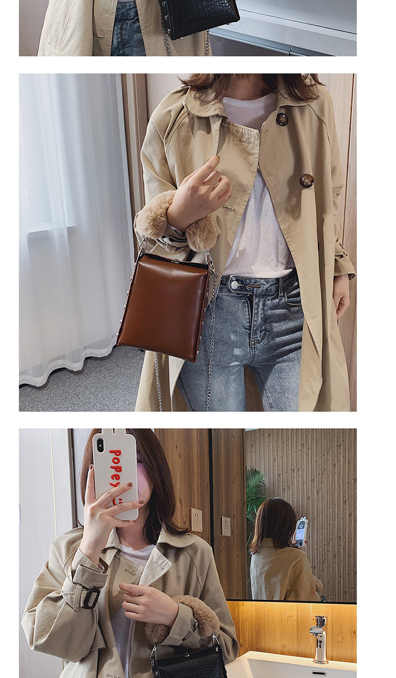 Fashion Stone Pattern Chain Plush Crossbody Shoulder Bag,Handbags