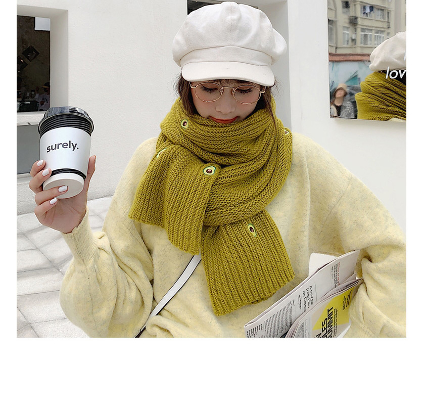 Fashion Ginger Yellow Knitted Avocado Wool Scarf,knitting Wool Scaves