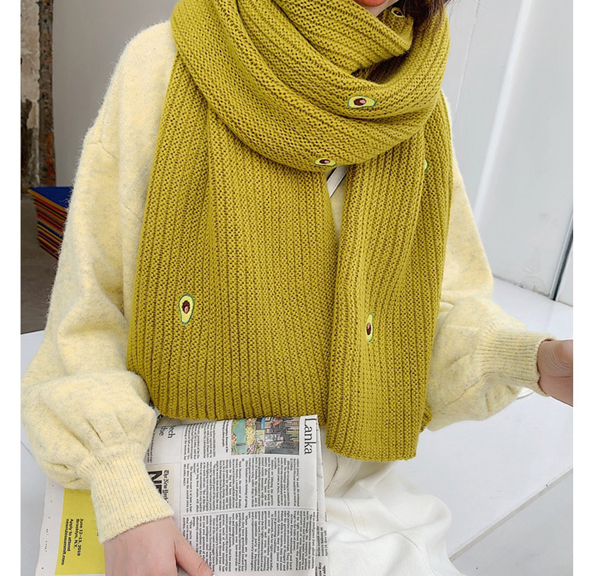 Fashion Beige Knitted Avocado Wool Scarf,knitting Wool Scaves