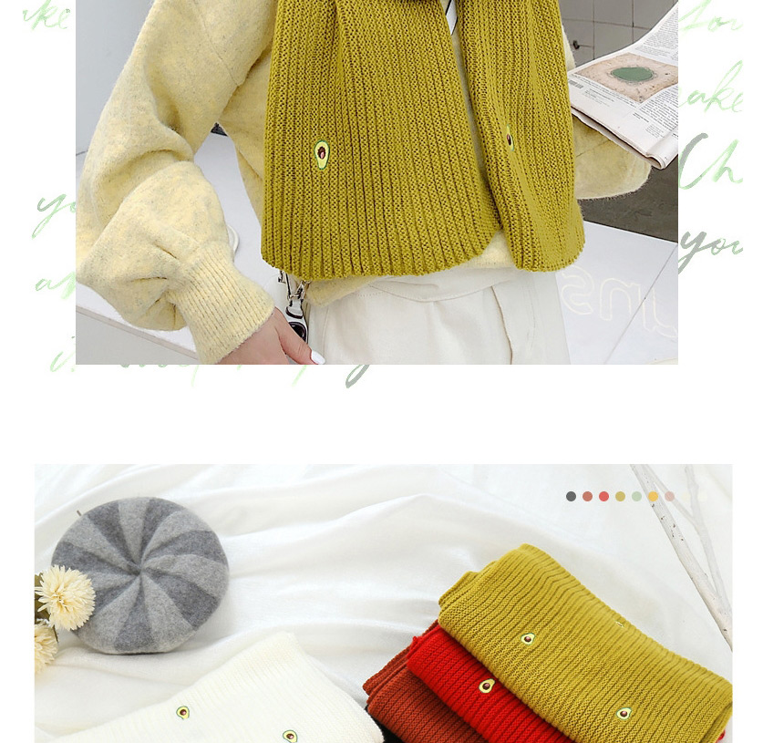 Fashion Ginger Yellow Knitted Avocado Wool Scarf,knitting Wool Scaves