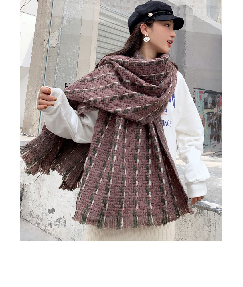 Fashion Gray Orange Strip Woven Wool Striped Shawl Scarf,knitting Wool Scaves