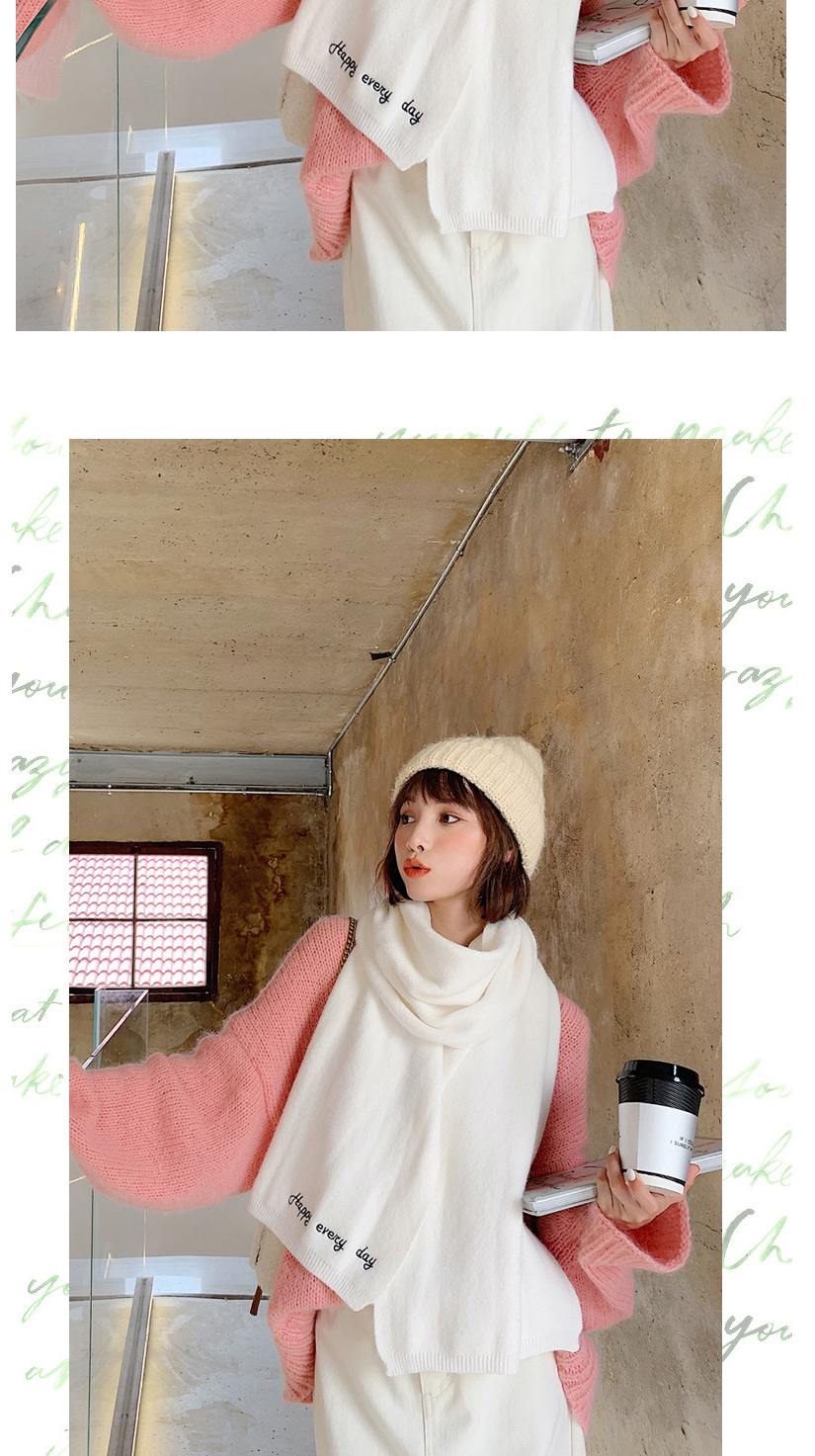 Fashion White Knitted Letter Scarf,knitting Wool Scaves