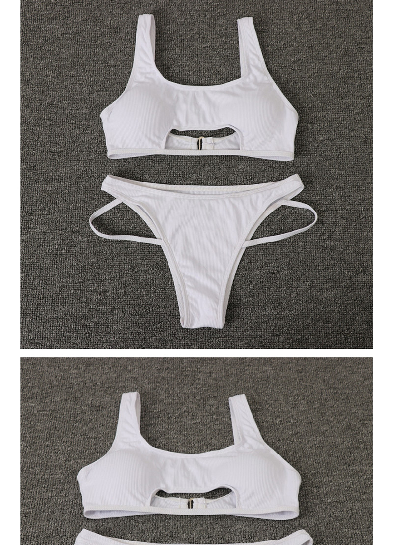 Fashion White Chest Pad Gathers In Open Bikini,Bikini Sets
