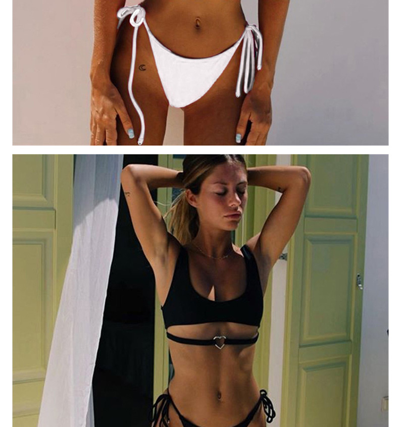 Fashion White Chest Pad Gathers Solid Color Love Bikini,Swimwear Sets