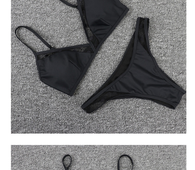 Fashion Black Chest Mesh Polka Dot Split Swimsuit,Bikini Sets